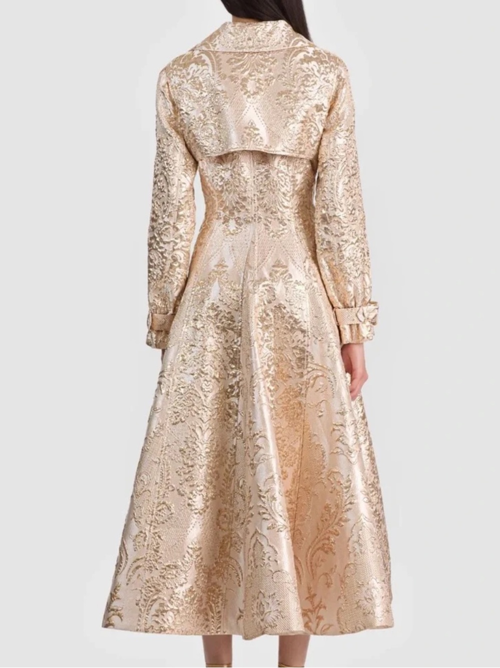 Alice + Olivia Gold jacquard Trench Coat Ellie 4 New $1,500 - Picture 8 of 8